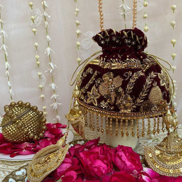 BRIDAL VELVET POTLI – A Majestic Statement Piece For Bridal/Wedding